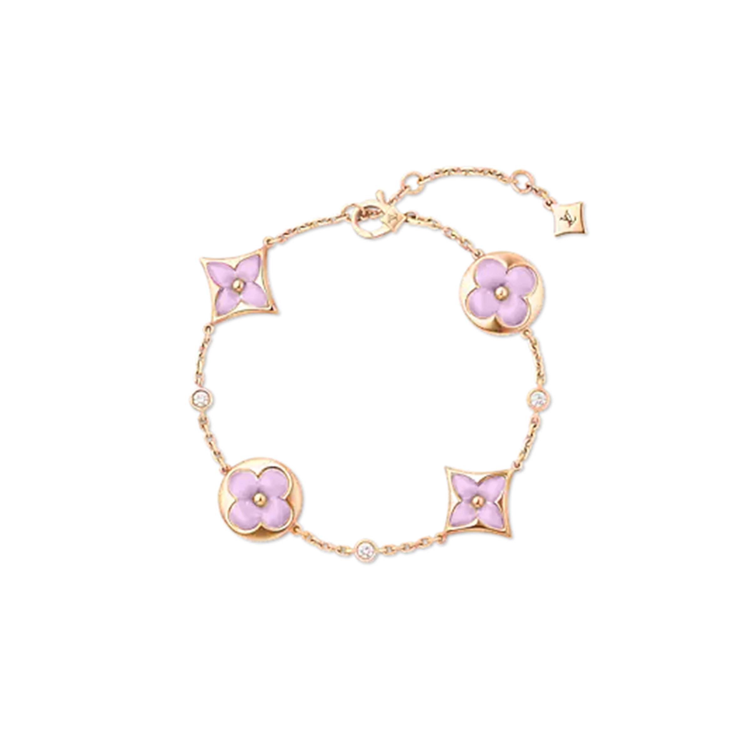 l**is V*t*n colour blossom bb multi-motif bracelet, pink gold, white mother-of-pearl and diamonds q95596